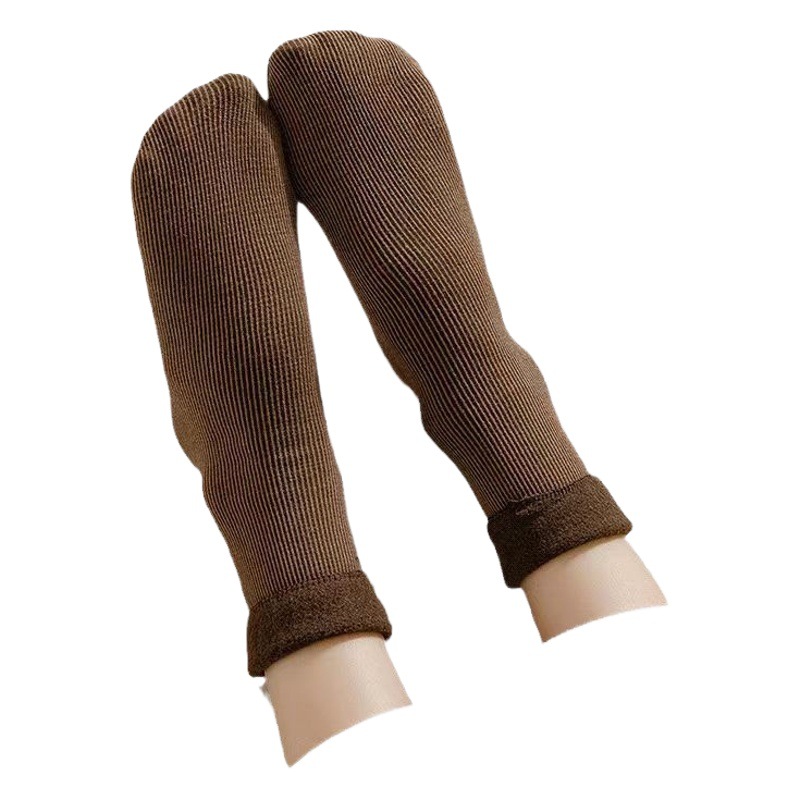 Winter large earth color socks women fleece-lined thick snow socks unisex Home Sleep warm floor socks