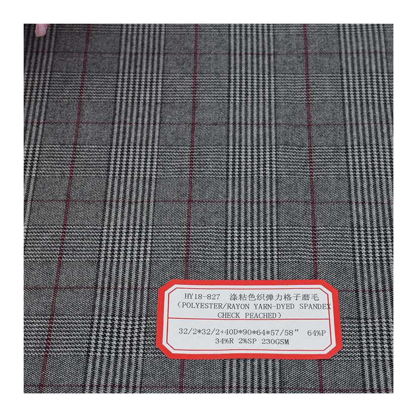 Polyester viscose yarn-dyed stretch Plaid sanding Plaid 32 double polyester viscose plaid polyester viscose stretch Plaid
