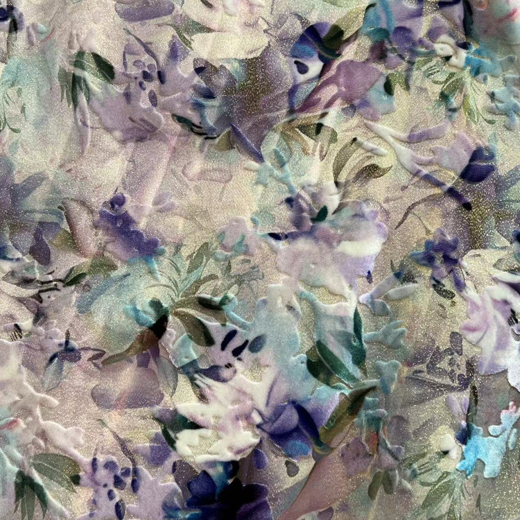Picture of Velvet burnt floral digital printed face price silk velvet floral fabric national style vest suit headdress hair accessories