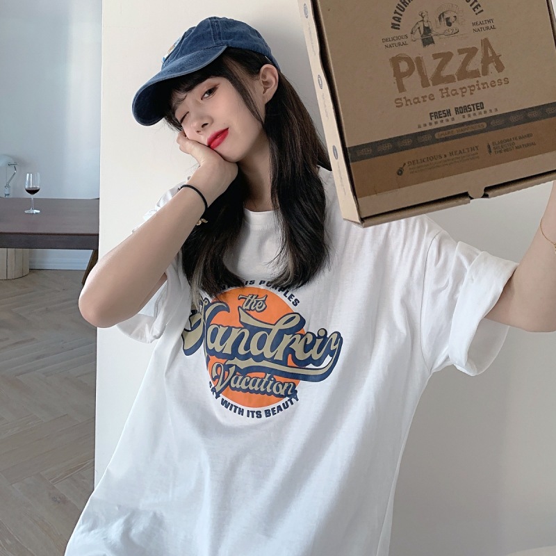 Loose Korean Women's Large Size Couple Dress Girlfriend Dress Backing Shirt Women's Summer Casual Short-sleeved T-shirt Women's Hair