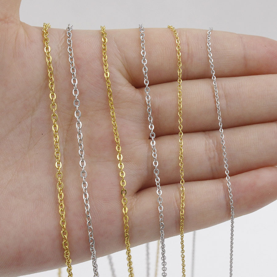 Picture of Spot 18K Furnace Real Gold 1/1.5/2mm Cross Chain Titanium Steel Chain Jewelry Accessories Necklace Bright and Non-Fading