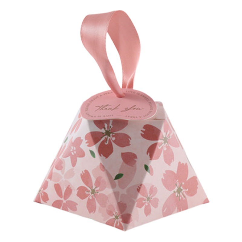 Cherry Blossom Diamond Candy Box Wedding Accompanying Gift Baby Full Moon Back Gift Box Wedding Portable Candy Box Factory Wholesale