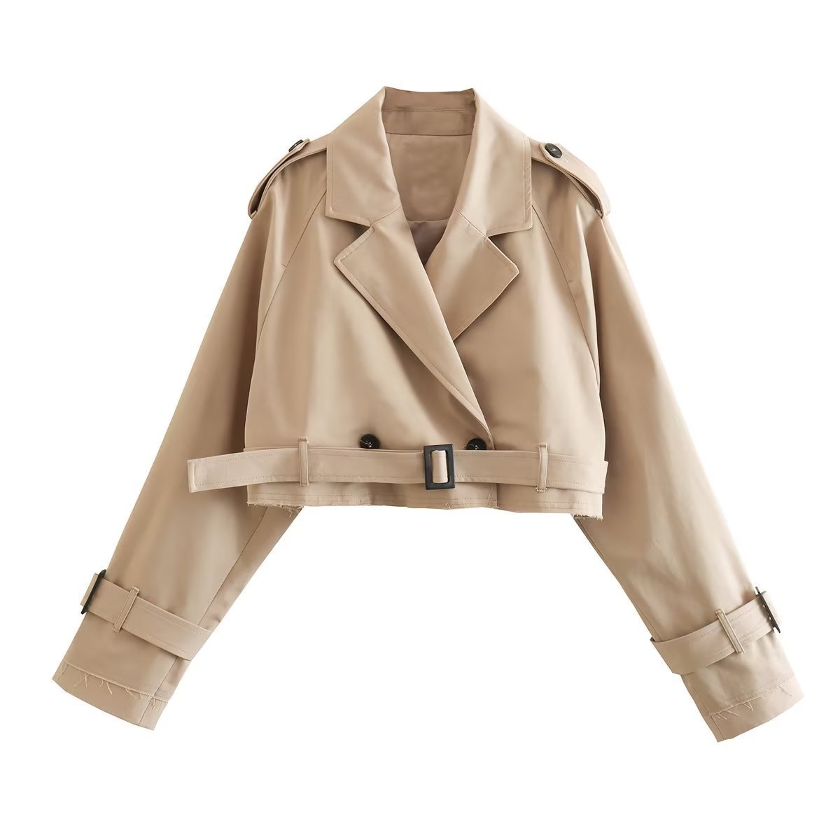 New Cross-border Women's Clothing European and American Style Long Sleeve Short Casual Coat with Belt