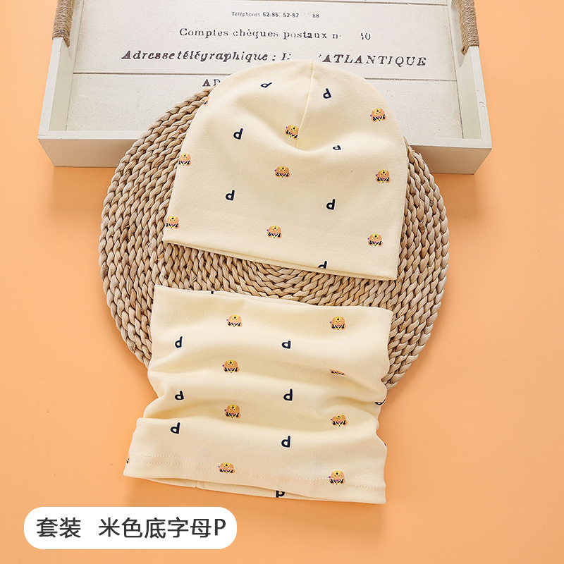 Picture of New baby double hat suit warm Amazon foreign trade wholesale printing children's scarf hat suit