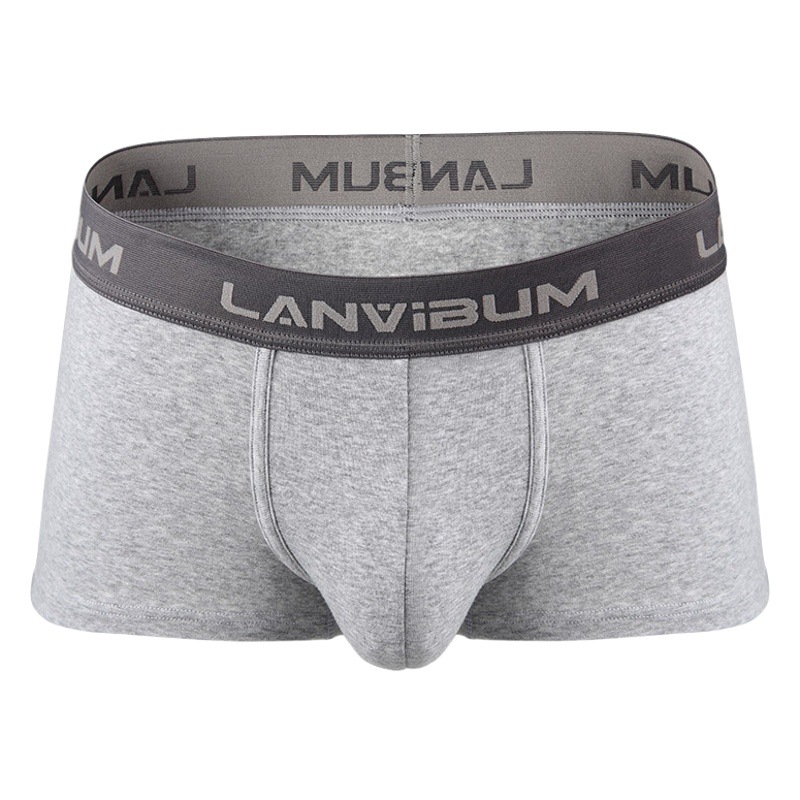 Men's Underwear LANVIBUM Mid-Waist Thread Cotton Loose Solid Color Boxer Boxer Panties
