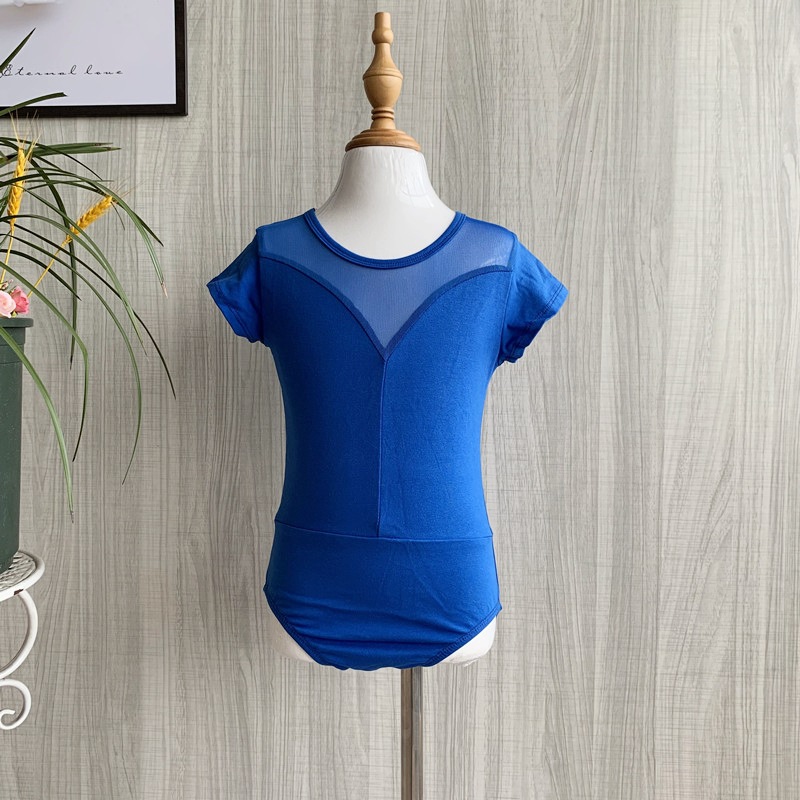 Picture of Children's Dance Training Clothing Mesh One-piece Open Crotch Hidden Button Summer Short-sleeved Clothing Chinese Folk Dance Test Grade Female