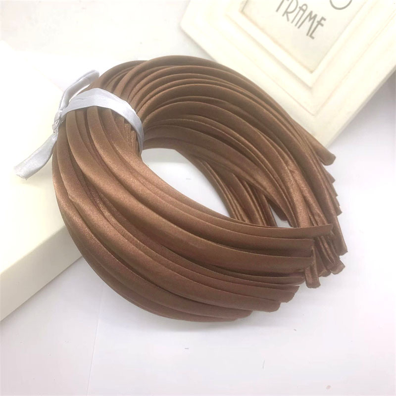 Picture of 10mm Candy-Colored Cloth-Wrapped Thickeneded Headband DIY Hairband Material Hair Accessories 1cm Satin Set Cloth Headband