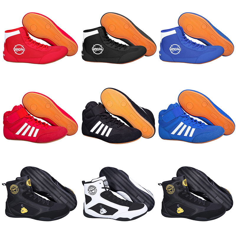High-top Boxing Shoes Boys and Girls Sanda Fighting Fighting Training Shoes Adult Wrestling Shoes Fitness Weightlifting Martial Arts Shoes