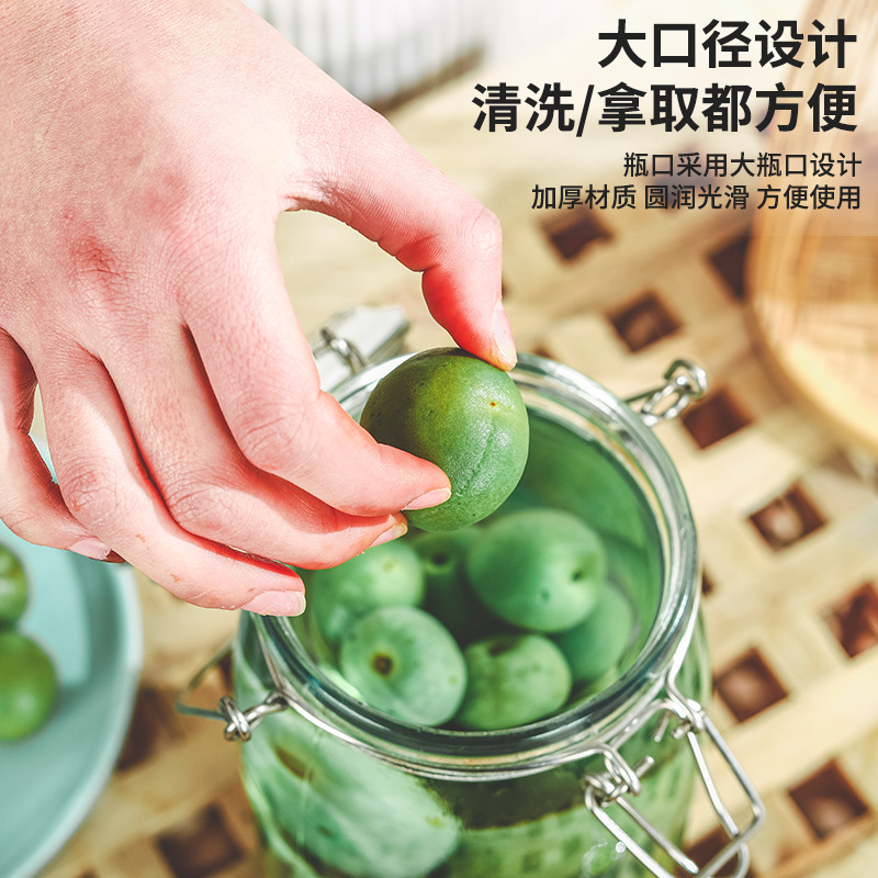 Picture of Wholesale sparkling wine glass bottle green plum bayberry wine bottle with tap brewing bottle household sealed pickled vegetable glass jar