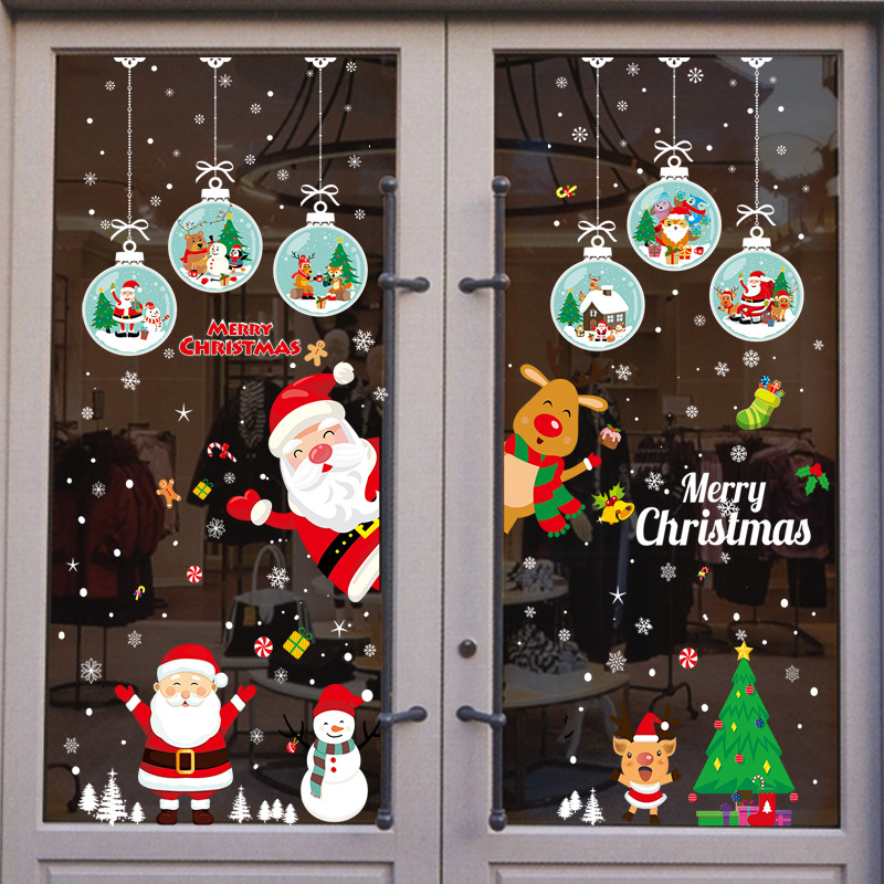 Christmas Decorations Stickers Christmas Tree Old Man Snowman Snowflake Electrostatic Stickers Glass Window Stickers Christmas Hanging Ball Stickers