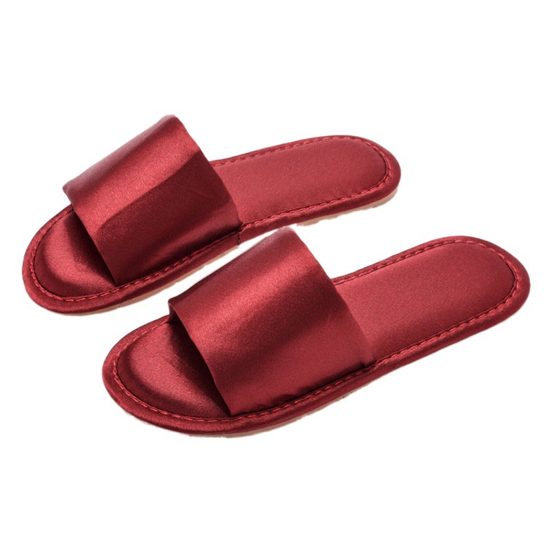 Wedding bridesmaid slippers women's wedding satin red slippers wedding bride morning gown matching shoes women's factory one-piece delivery