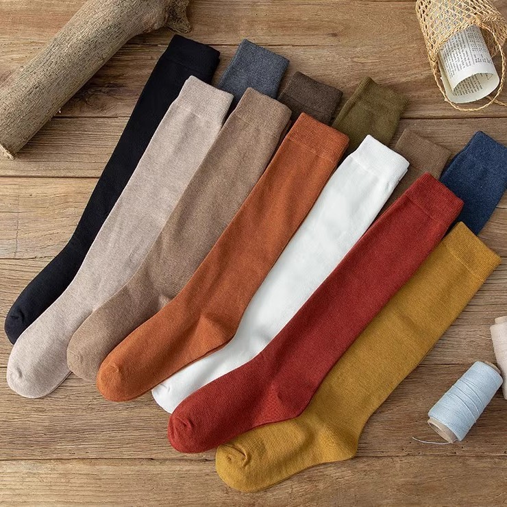 Stockings Children's Stockings Solid Color Stockings Mid-length White Jk Calf Stockings Black High-length Knee Stockings Autumn and Winter