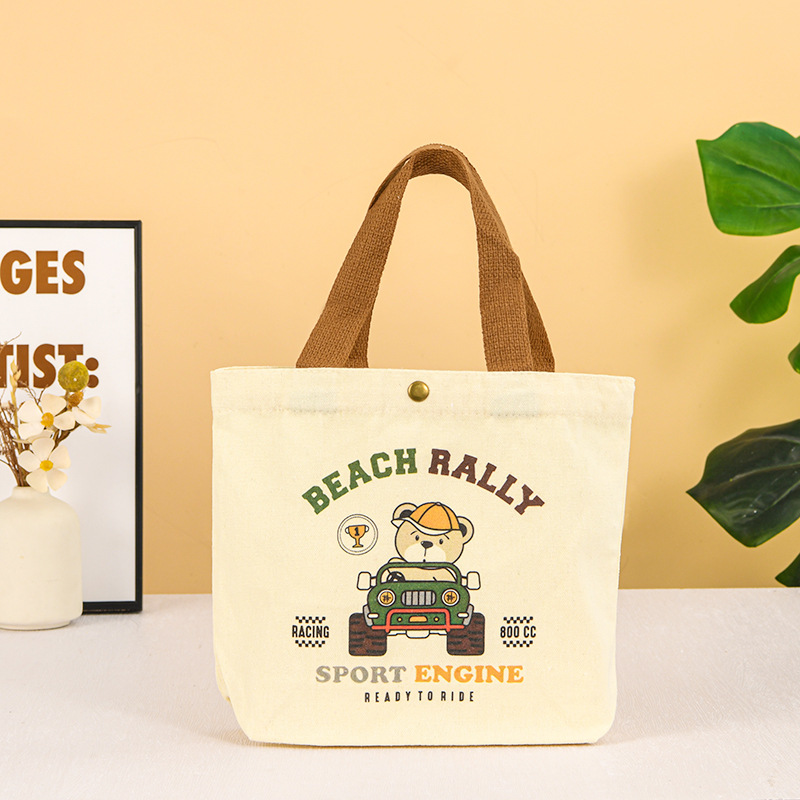 Custom Canvas Bag, Small Tote Handbag for Female Students, Lunch Box Bag, Simple Large Capacity Printed Design