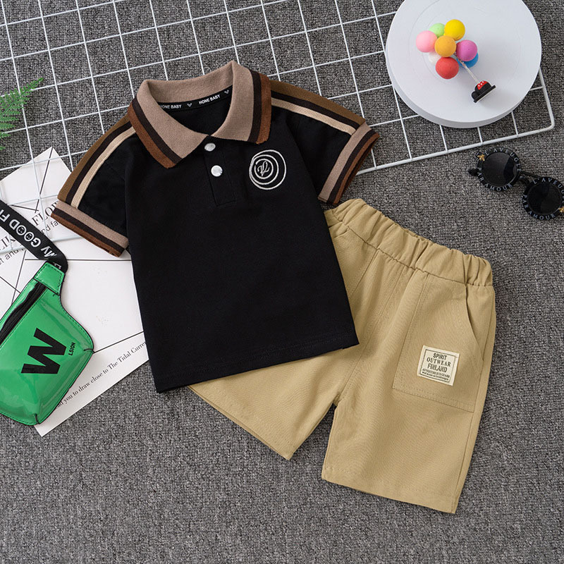 Children's Wear suit New Fashion Children's Baby Lel Short-sleeved Fashionable Two-piece Set Boys Summer Korean-style suit