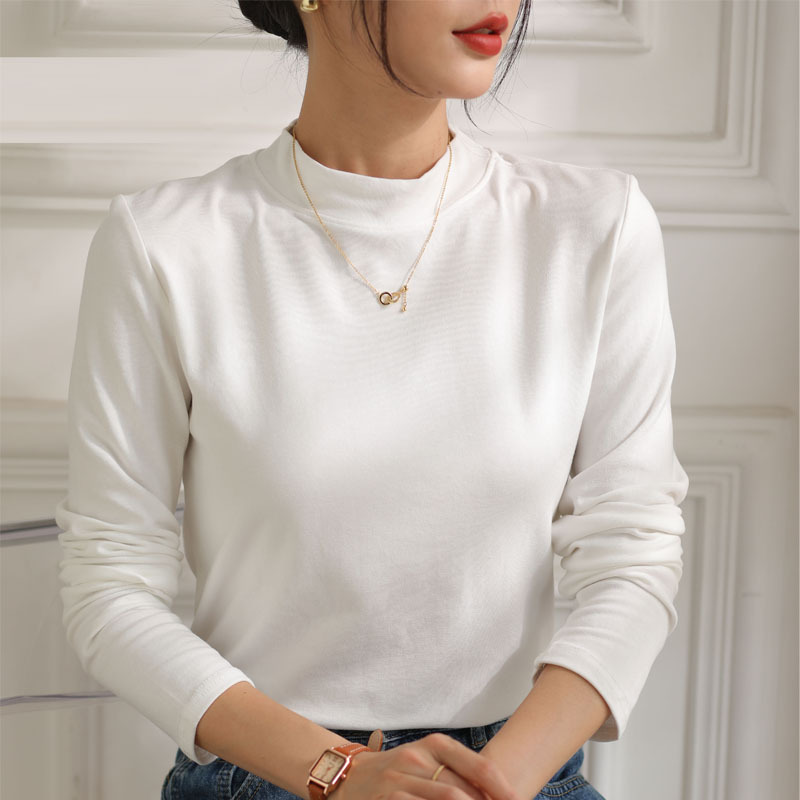 Picture of Autumn/winter 2024 semi-high collar base shirt women's long-sleeved T-shirt solid color temperament Joker inner top shaking voice direct supply