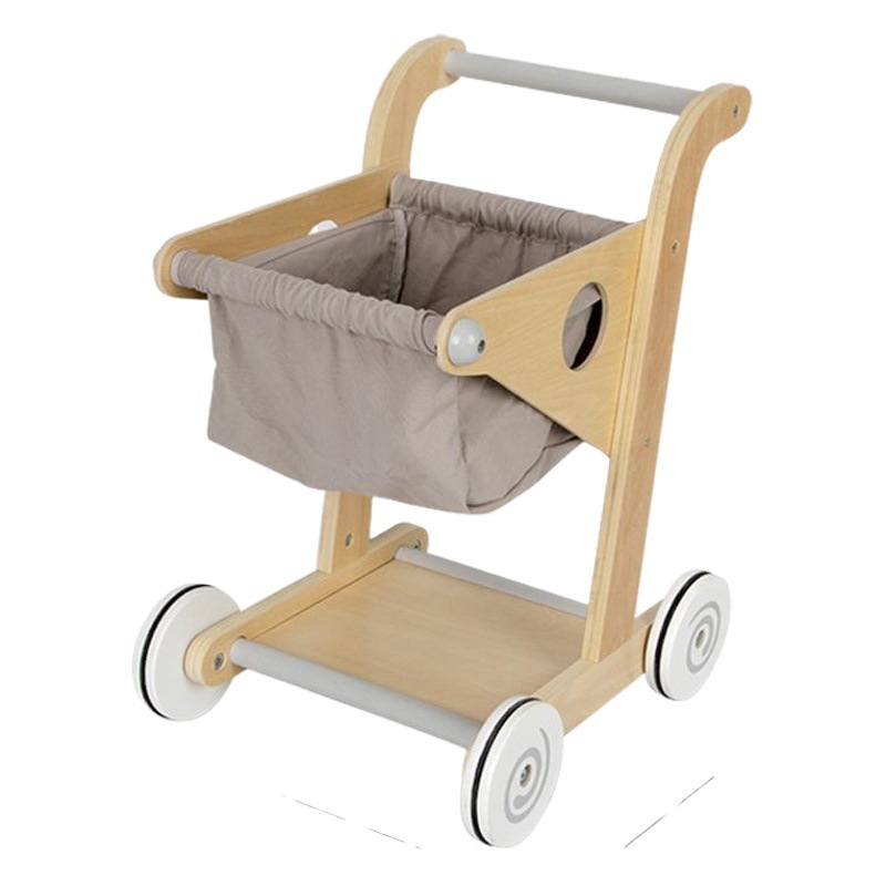 Wooden Children's Shopping Cart Toys Boys and Girls Simulation Supermarket Cart Play House Walker Toy Set