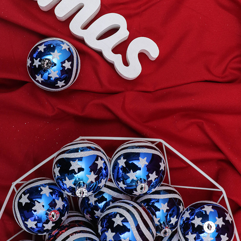 Picture of Cross-border spot 6cm/24 painted ball US flag Christmas ball Christmas tree pendant US Independence Day decorations