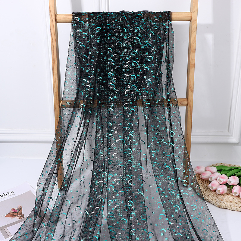 Designer Fabric Star Moon Mesh Classical Dance Clothing Mesh Gauze Green Bronzing Mesh Children's Wear Toy Accessories