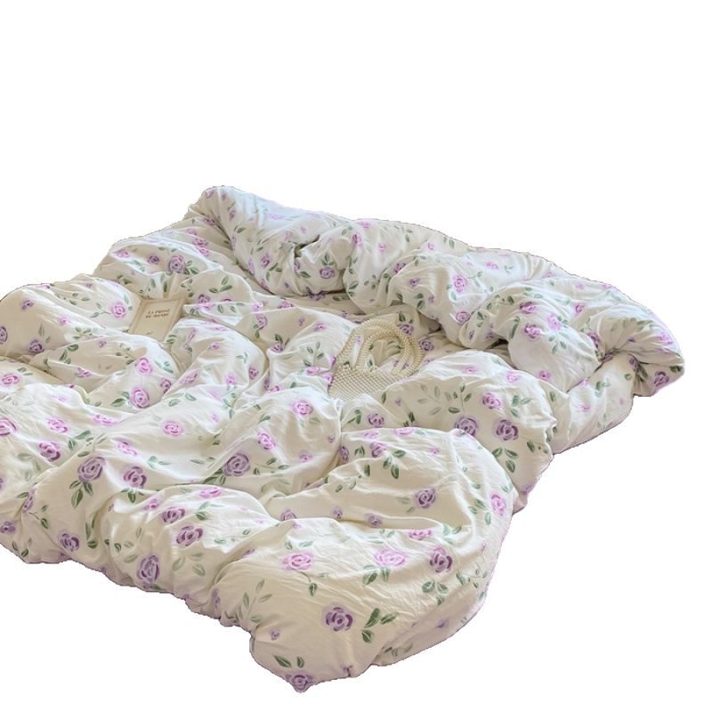 Picture of Mother and infant ins cloud feeling super soft washed wrinkled cotton four-piece set A floral fresh quilt cover dormitory bed sheets three-piece set