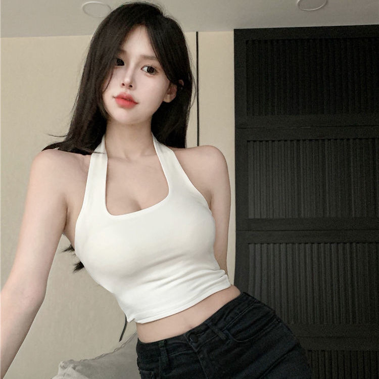 2023 Thread Pit All-Match Sexy Neck-Hanging Short Strapless Vest Trendy Shoulder Camisole