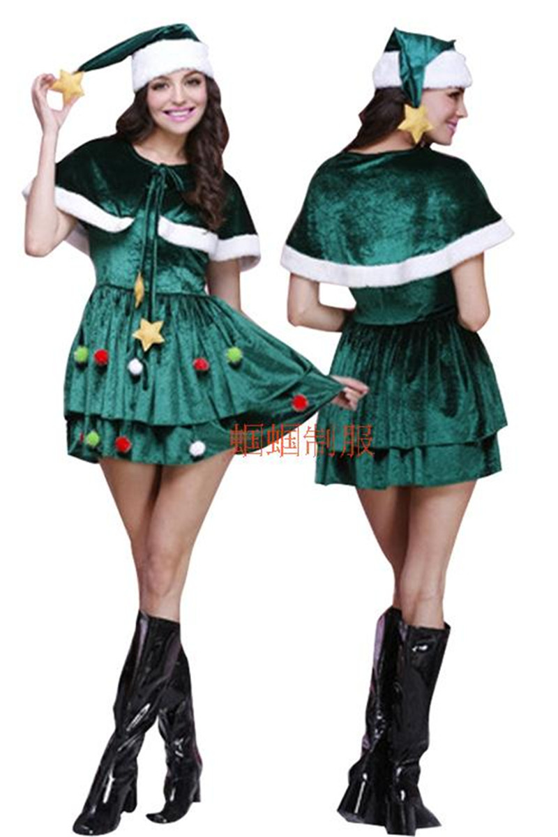 Picture of New Christmas clothing green princess dress Christmas dress Christmas dress adult female Christmas tree dress overalls
