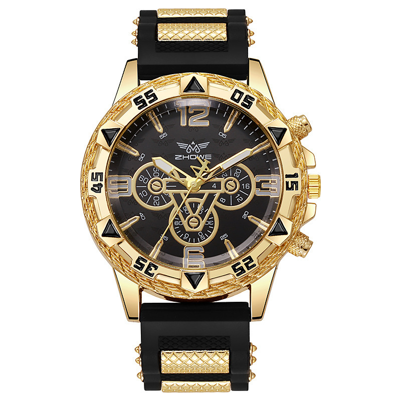 Cross-border Hot Sale Men's Watch Men's Watch Blue Light Business Large Dial Quartz Watch Silicone Strap Manufacturers in stock