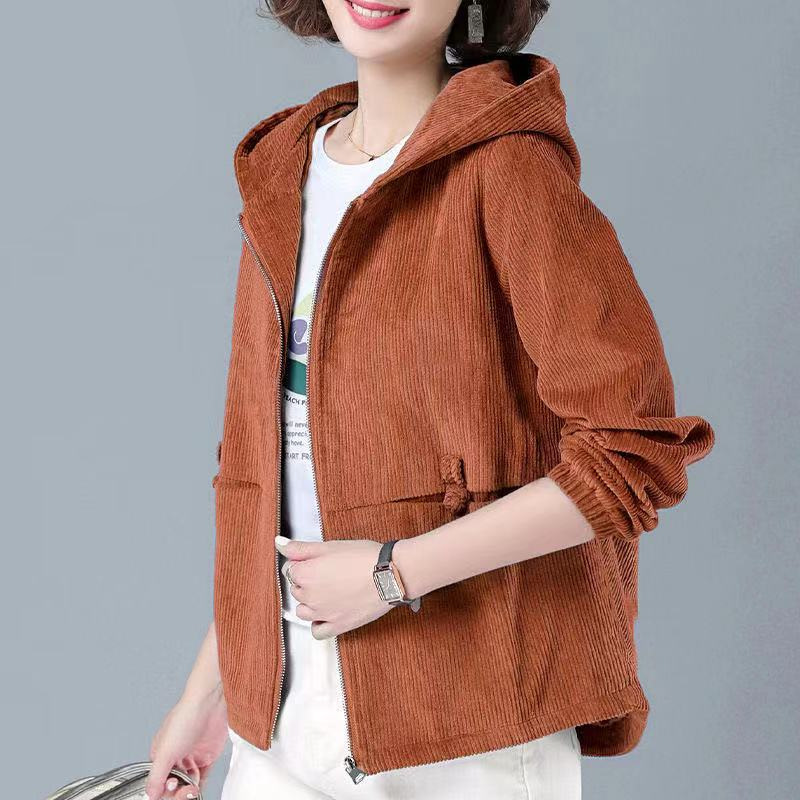 Picture of Women's Corduroy Short Coat Korean Style Loose 2023 Autumn and Winter Large Size Slim Look Jacket Casual Sweater for Women