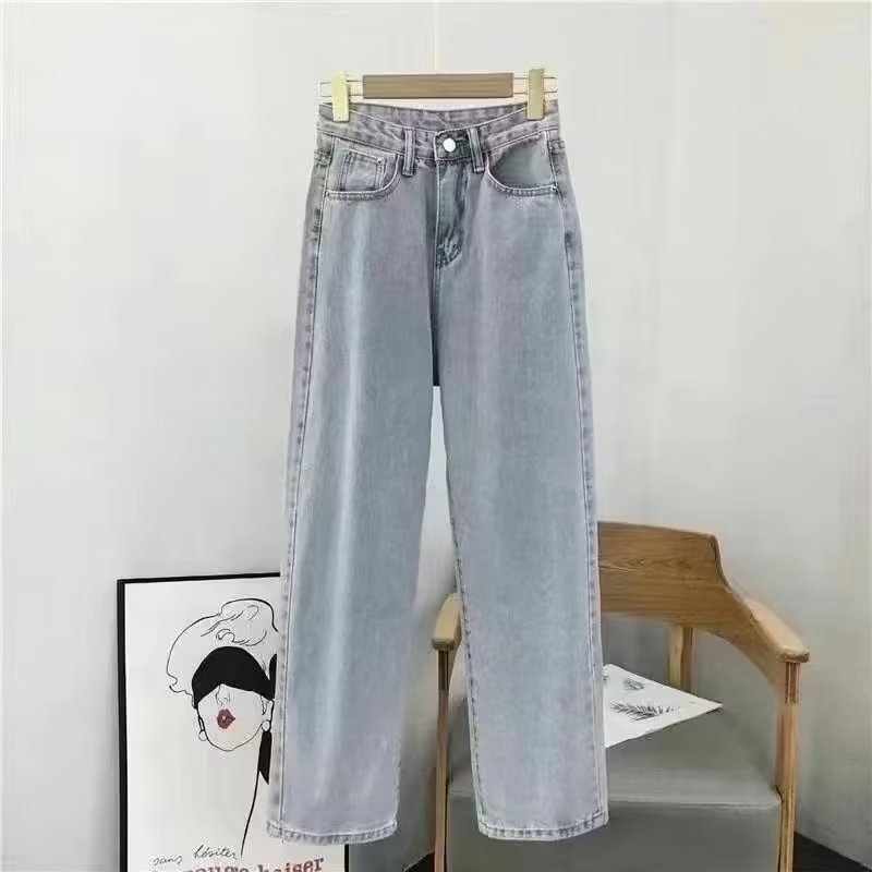 Denim Wide Leg Pants Women's 2024 New Spring and Autumn High Waist Fashionable Slim Look Jeans Straight Korean Style Loose All-match