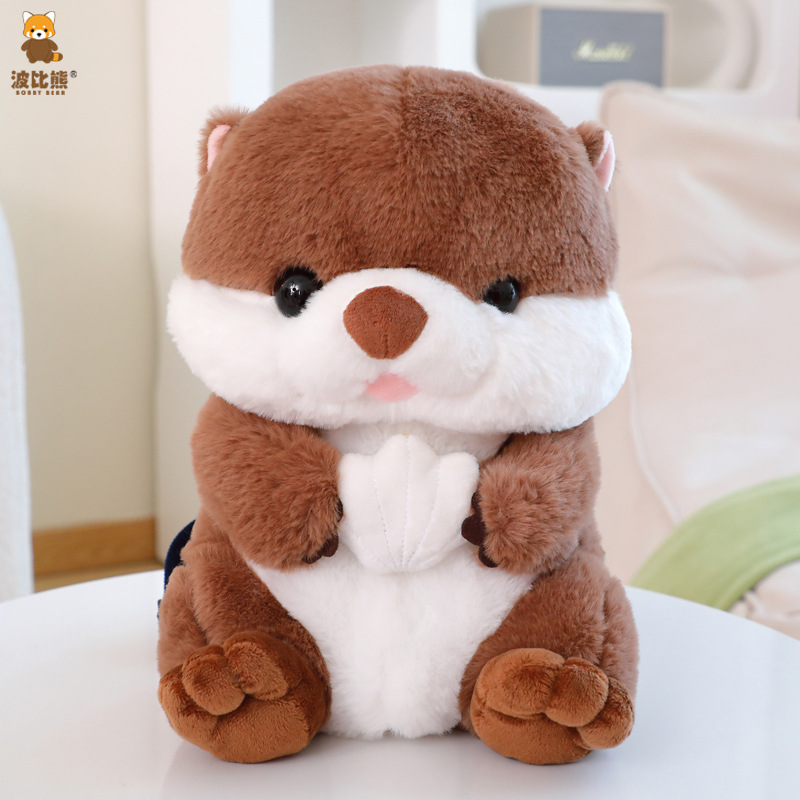 Bobby Bear Creative Cute Holding Shell Sea Otter Backpack Children's Backpack Plush Otter Pre-school Bag Fashion Gift