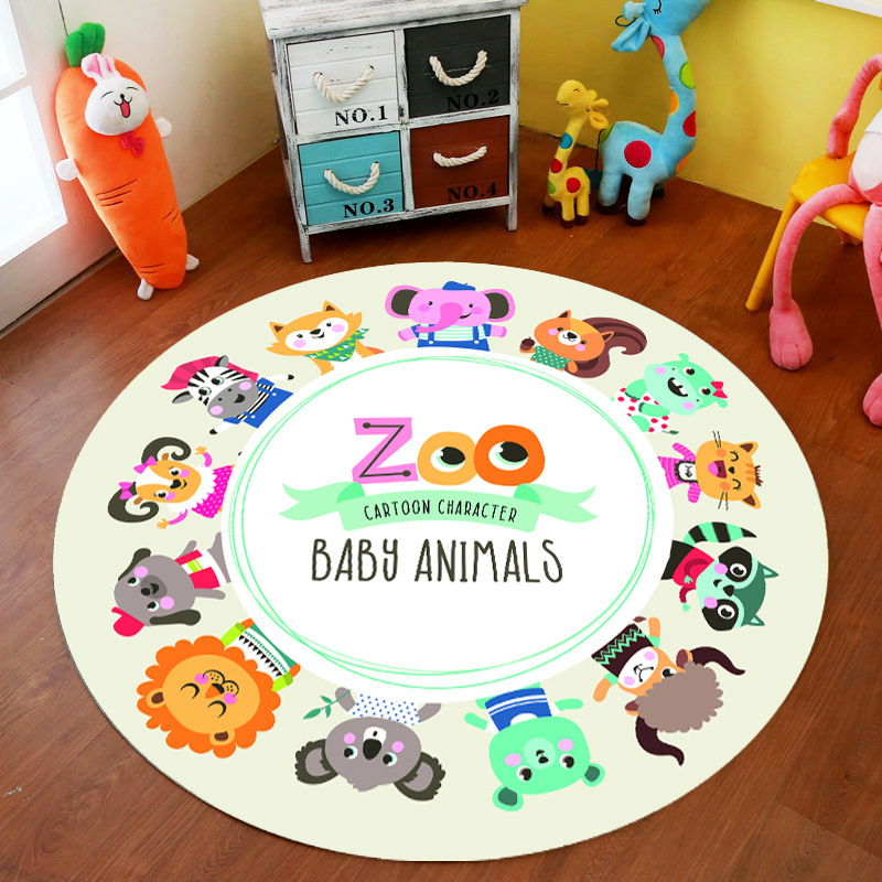 Picture of Cross-Border Cartoon Round Carpet Bedroom Cute Full Bedside Mat Thickened Crystal Velvet Children's Floor Mat Room Carpet