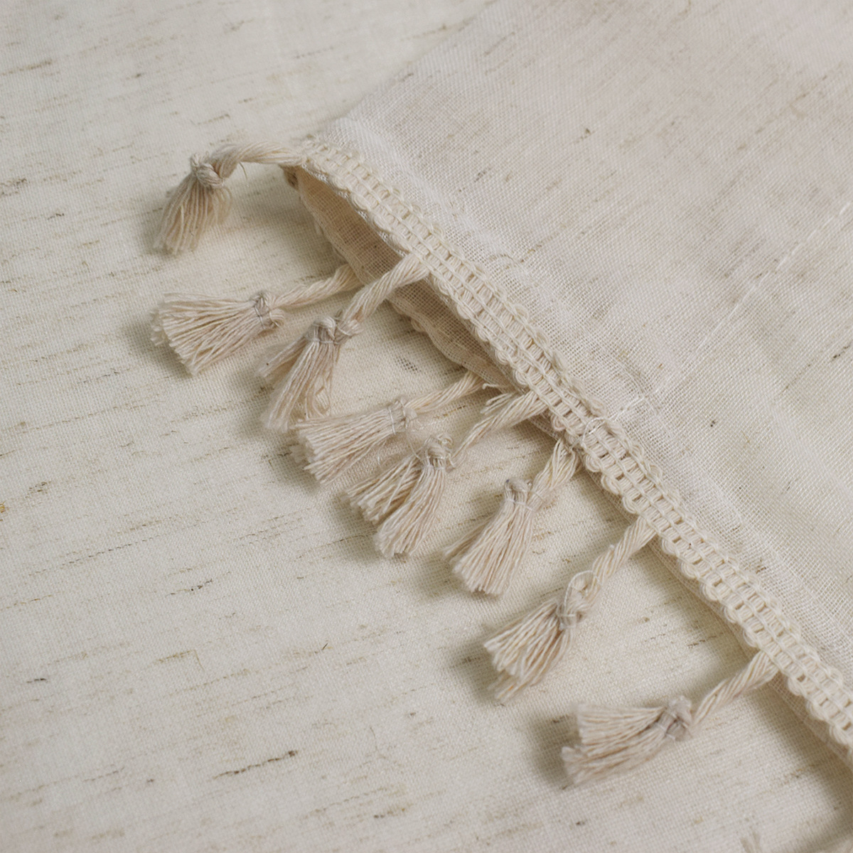Picture of Finished spot broom edge tassel lace plain solid color linen transparent curtain semi-shading decorative gauze curtain