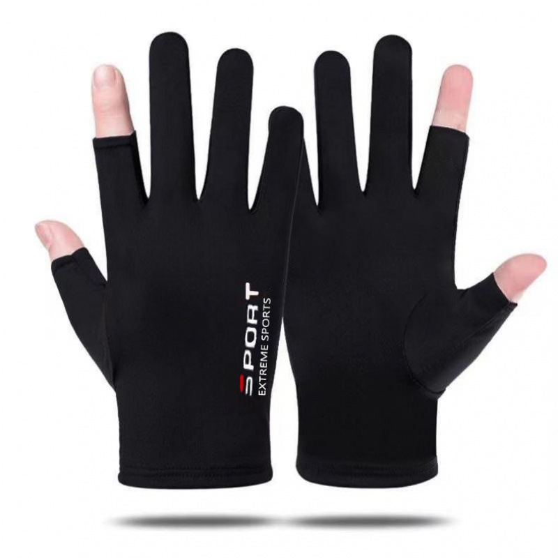 Picture of Gloves Men's and Women's Summer Open Finger Thin Ice Driving Leakage Two Finger Fishing Half Finger Riding Takeaway Rider Sports