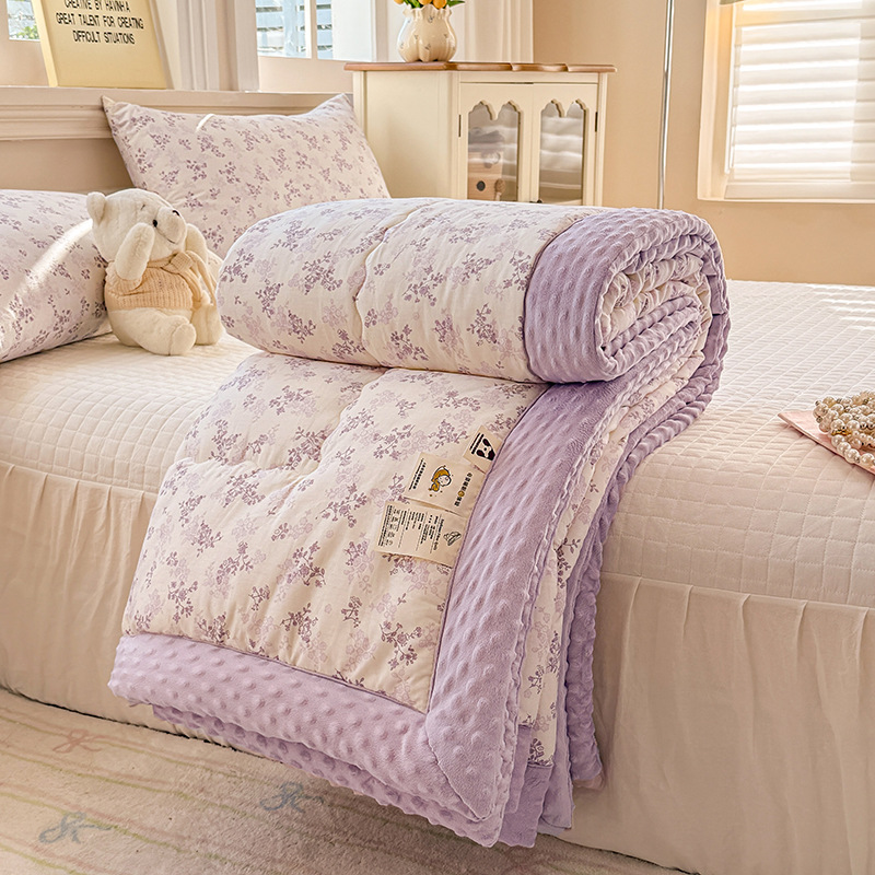 Picture of Class A cotton pea quilt household skin-friendly single double spring and autumn quilt thickened warm winter quilt thin air conditioning quilt wholesale