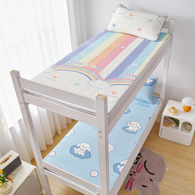 Picture of Class A latex mat three-piece set summer ice silk bed sheet bed hat foldable non-slip cooling soft mat air-conditioning mat
