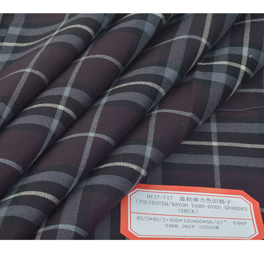 Picture of Yarn-dyed plaid polyester viscose elastic Plaid 40/2 yarn-dyed plaid pants 40D yarn-dyed plaid trench coat