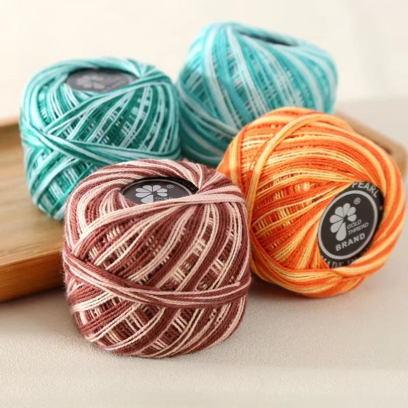 Section Dyed Fancy Pure Cotton Lace Thread Hand-knitted diy Pure Cotton Embroider Crochet Jewelry Hairpin Fine Wool Ball