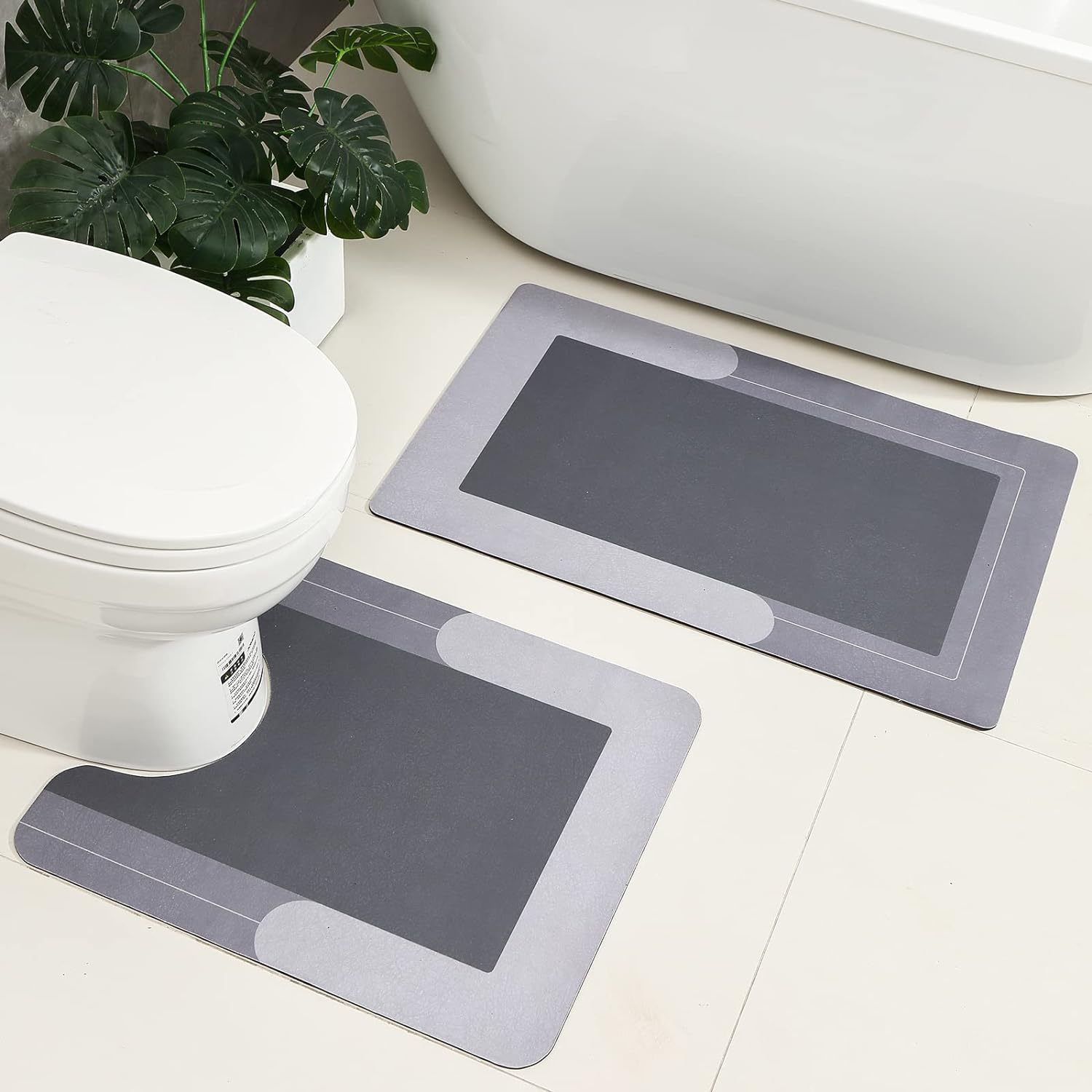 Simple Diatom Mud Style Floor Mat Toilet U-shaped Toilet Water Absorbent Quick-drying Foot Mat Bathroom Floor Mat Three-piece Set