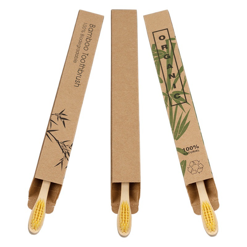 Picture of Hotel Disposable Bamboo Toothbrushes, Multi-Color Soft and Hard Bristles, Biodegradable Bamboo Toothbrushes, Customizable with Logo, Set Packaging