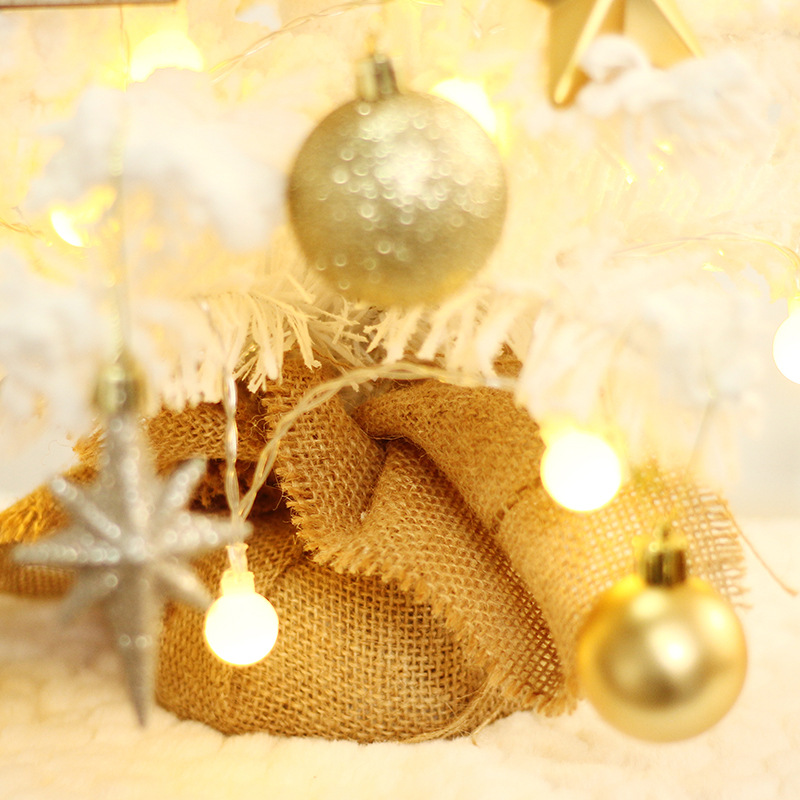 Picture of Amazon Cross-border New Christmas Decorations White PVC Flocking Mini Desktop Christmas Tree suit Ornaments