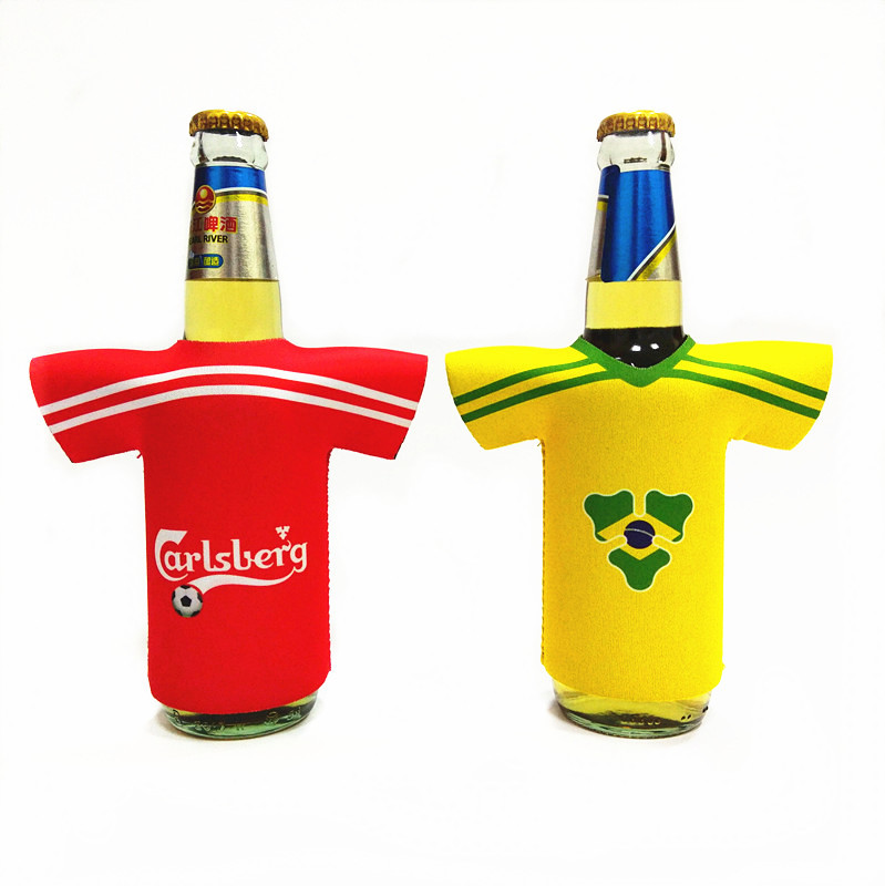 Picture of Manufacturers produce World Cup printed diving material T-shirt vest shape 330ml insulated jacket beer bottle cover