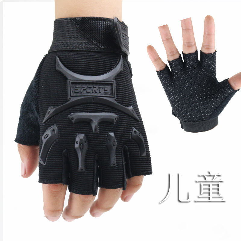Picture of Children's seal half finger 5-13 weeks outdoor spring, summer and autumn mountain bike short finger sunscreen non-slip gloves