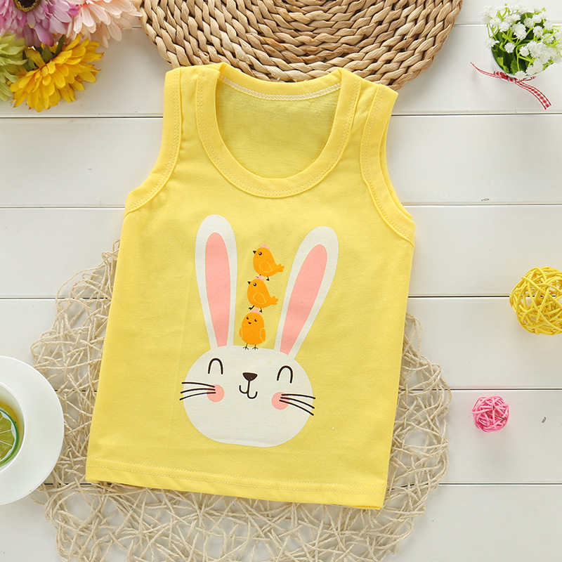 Picture of Children's single-piece vest cotton summer new boys sleeveless top girls Korean version of small and medium-sized children's base shirt wholesale
