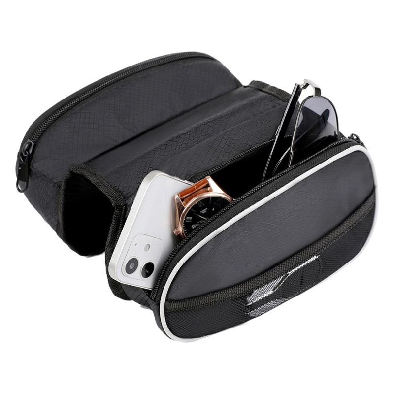 Bicycle Front Beam Bag Mountain Bike Trabecular Bag Upper Tube Bag Mountain Bike Saddle Bag with Zipper Bicycle Tool Kit