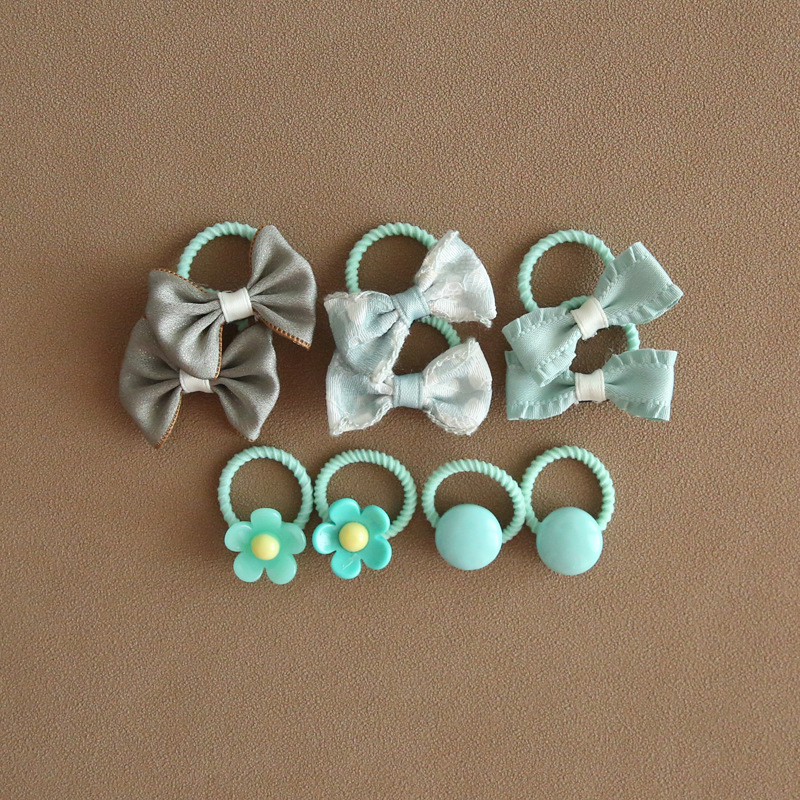Picture of A152 factory wholesale children's cute headdress hair accessories baby mini bow thumb rubber band suit 1 set