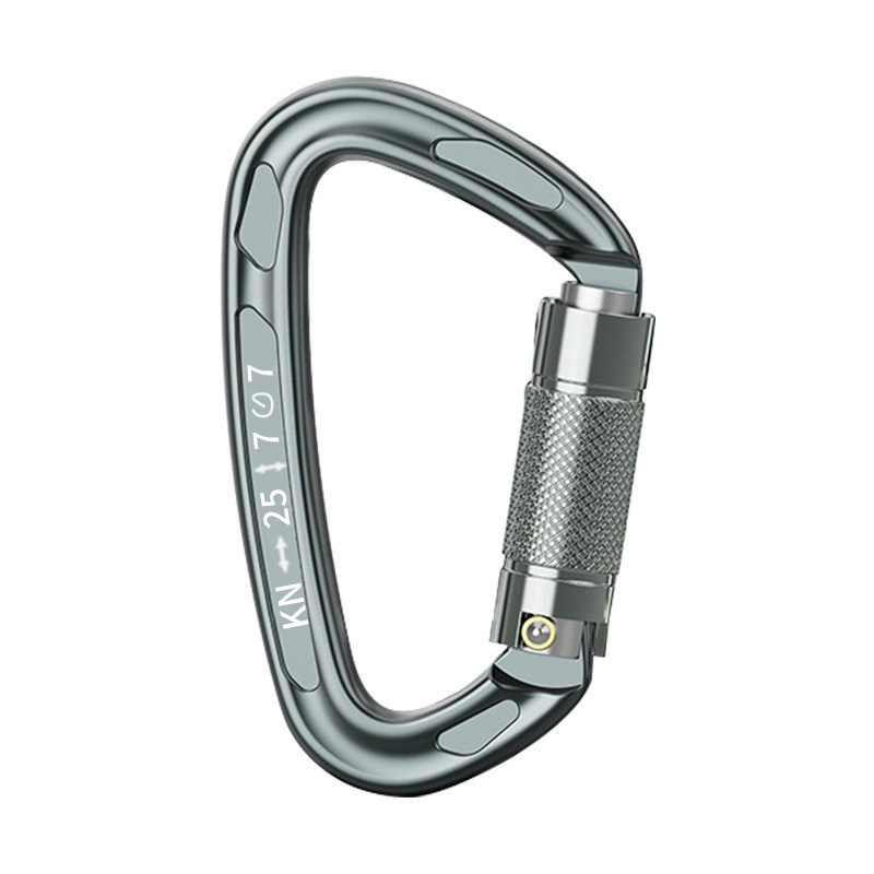 Picture of D-type automatic main lock 25KN aviation aluminum alloy D-type mountaineering buckle outdoor mountaineering automatic buckle rock climbing quick hanging hand lock