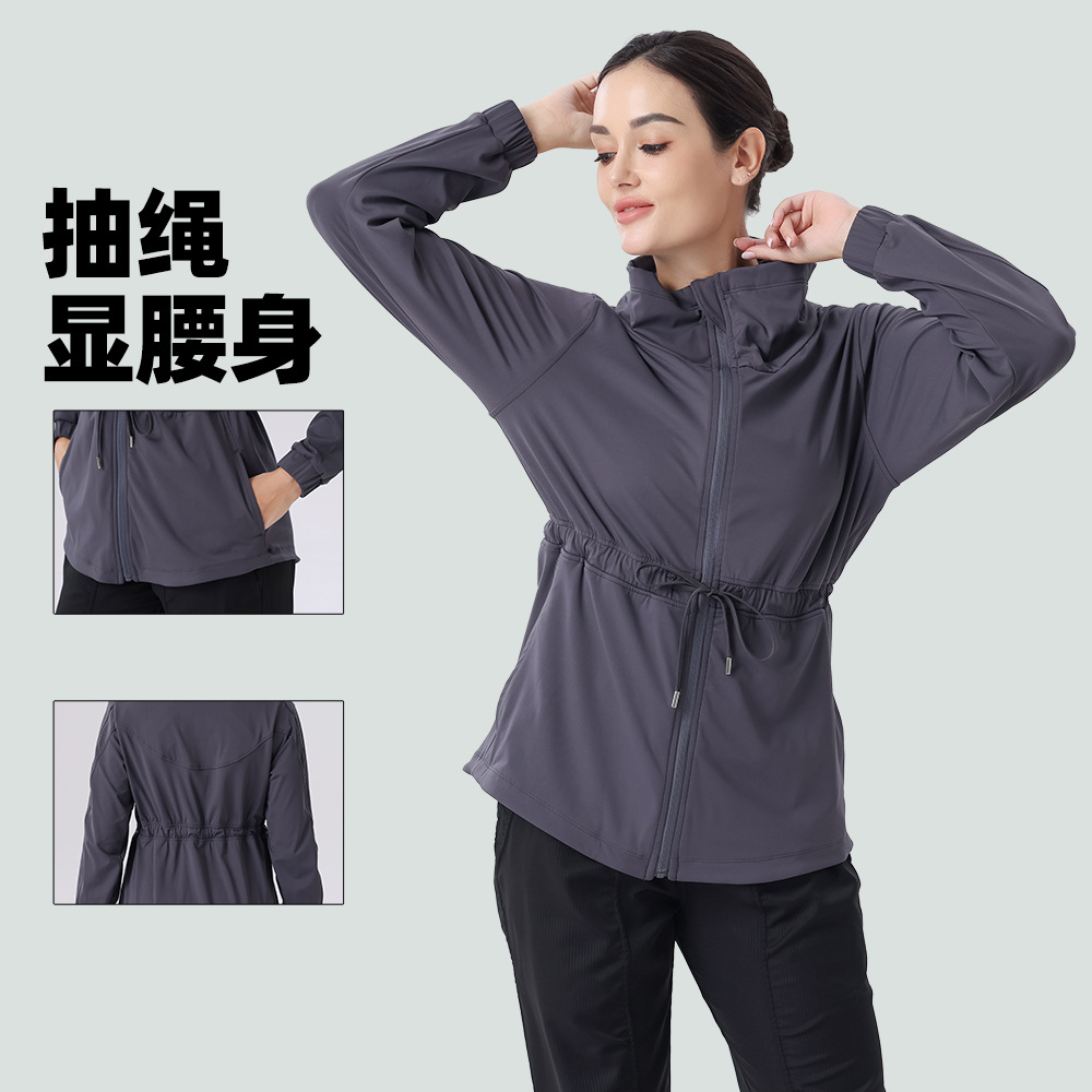 Yoga Clothing Vertical Collar Windbreaker Jacket Tunic Women's Sports Autumn Casual Jacket Slimming Loose Lapel Top