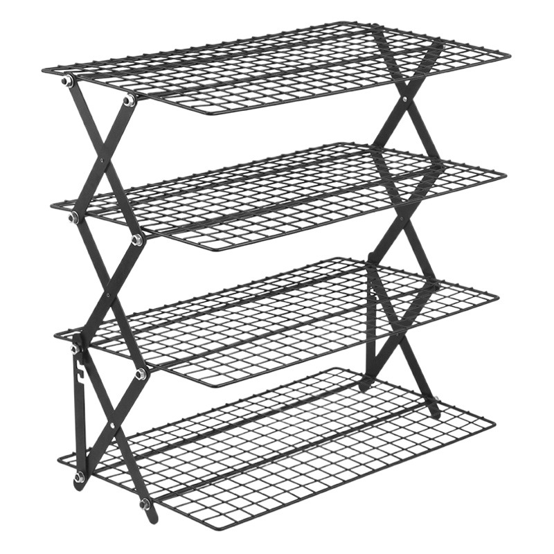 Outdoor camping dining rack iron storage rack storage portable storage rack picnic rack foldable table