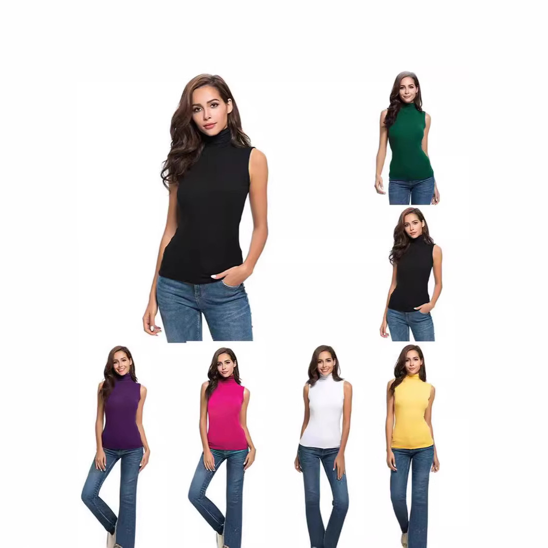 Amazon AliExpress New High Collar Top Slim-fit American Casual Sleeveless Vest All-match Breathable