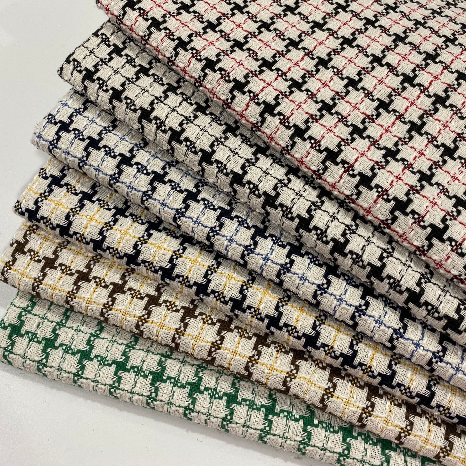 Woolen Tweed Big Belly Yarn Small Chanel Style Plaid Fabric Coarse Woven Woolen Fabric