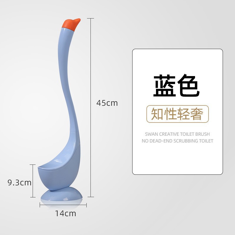 Picture of Creative Swan Toilet Brush Silicone Household No Dead Angle Toilet Brush with Base Bathroom Toilet Cleaning Brush